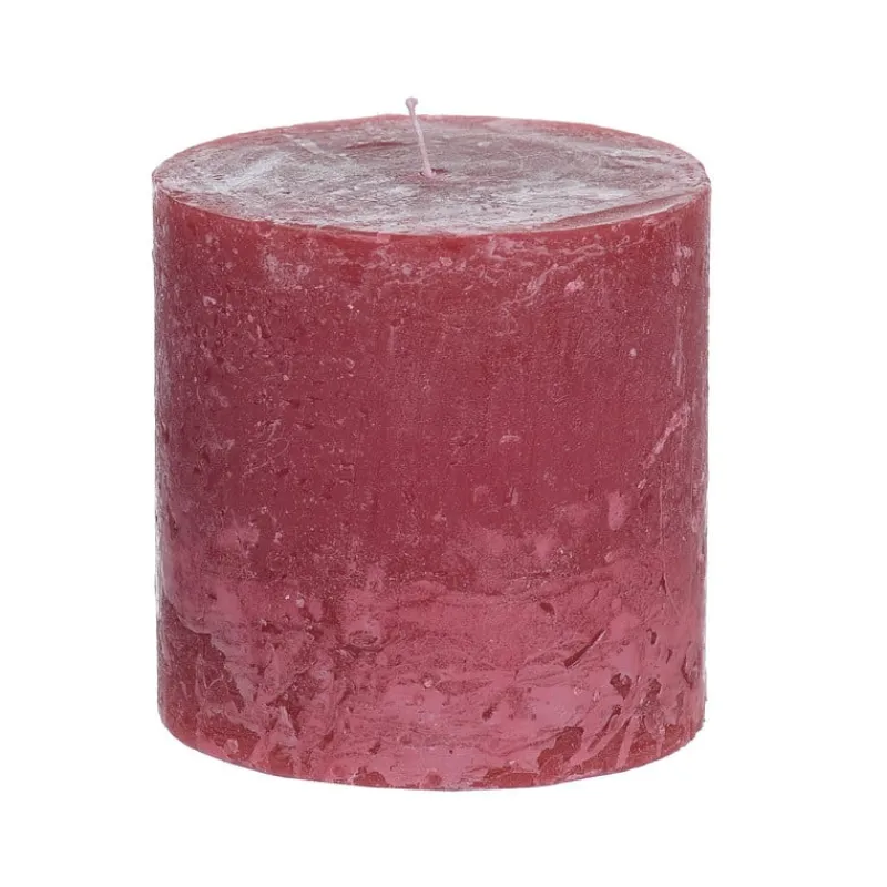Xenos Stompkaarsen-Kaars rustiek - rood - ø10x10 cm