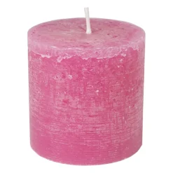 Xenos Stompkaarsen-Kaars rustiek - roze - ø10x10 cm