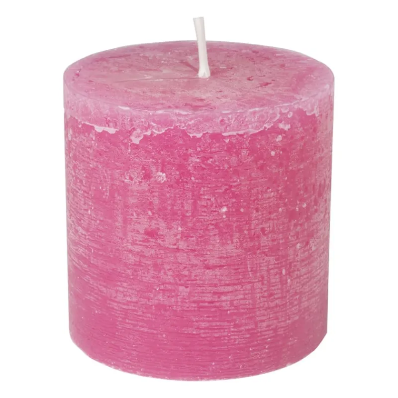 Xenos Stompkaarsen-Kaars rustiek - roze - ø10x10 cm