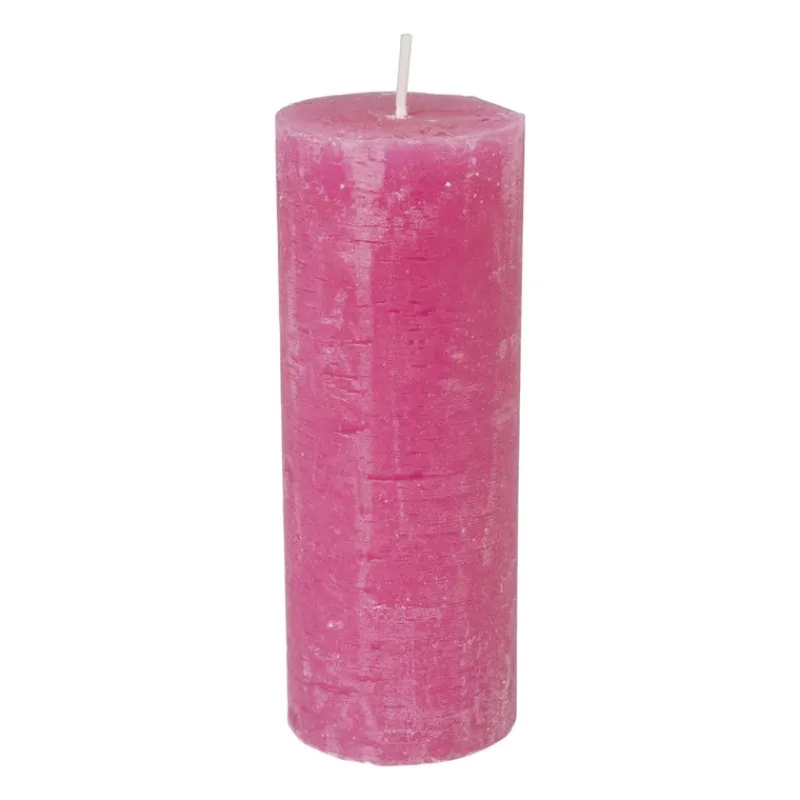 Xenos Stompkaarsen-Kaars rustiek - roze - ø7x18 cm