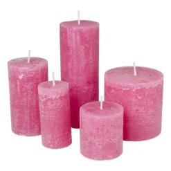 Xenos Stompkaarsen-Kaars rustiek - roze - ø7x18 cm