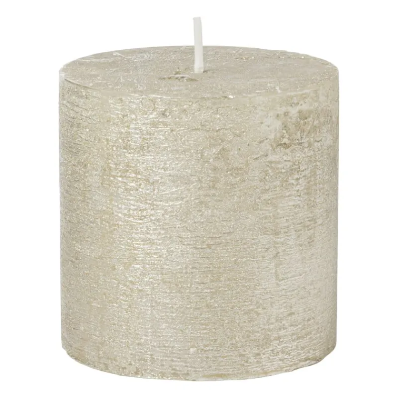 Xenos Kerstcadeaus|Stompkaarsen-Kaars rustiek - zilver - ø10x10 cm