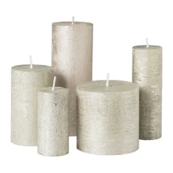 Xenos Kerstcadeaus|Stompkaarsen-Kaars rustiek - zilver - ø10x10 cm