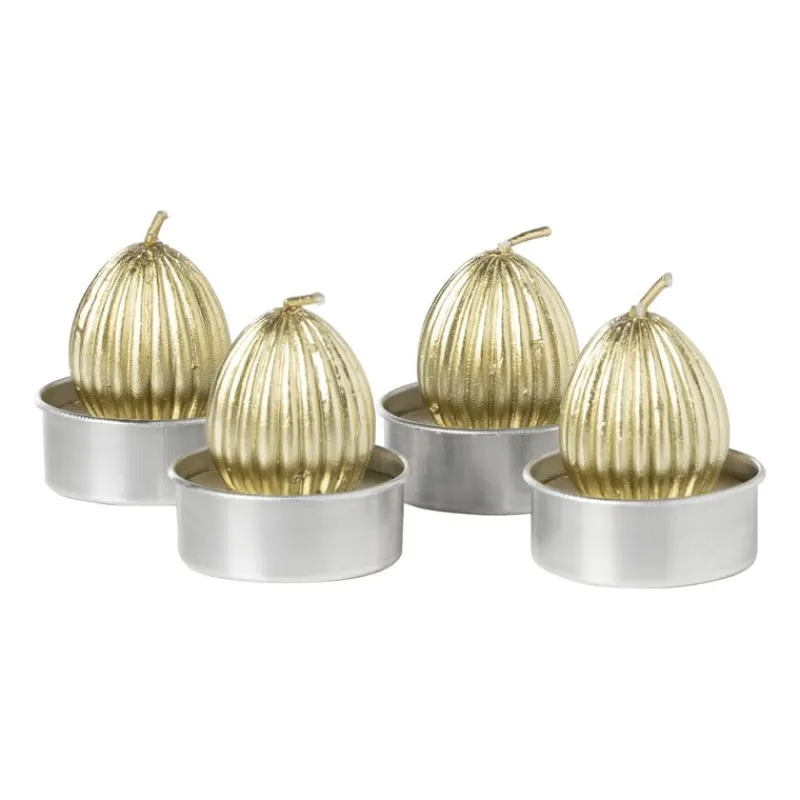 Xenos Sierkaarsen-Kaarsjes eieren - goudkleurig - set van 4