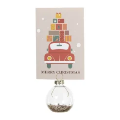 Xenos Kerst Inpakken|Kerst Knutselen-Kaarthouders kerstballen - champagnekleurig - set van 4