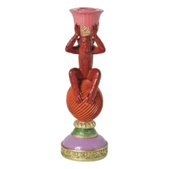 Xenos Kandelaars-Kandelaar aap - multikleur - ø8x22.5 cm