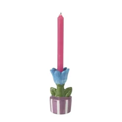 Xenos Kandelaars-Kandelaar bloem - blauw/paars - ø8.8x17.4 cm