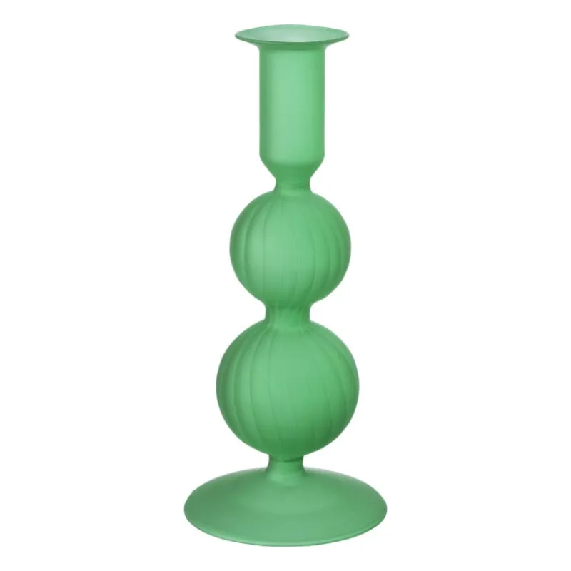 Xenos Kandelaars-Kandelaar 2bol - groen - ø8.5x20 cm