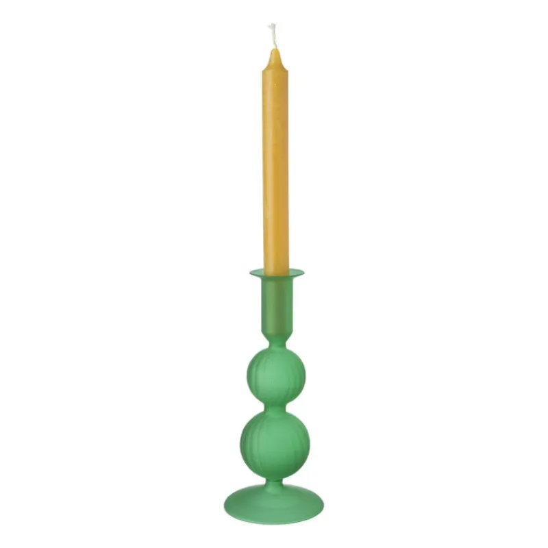 Xenos Kandelaars-Kandelaar 2bol - groen - ø8.5x20 cm