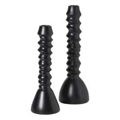 Xenos Kandelaars-Kandelaar gedraaid klein - zwart - ø8.5x25 cm