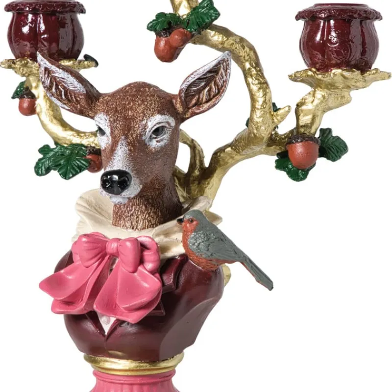 Xenos Kerst|Kerstcadeaus-Kandelaar kerst met rendier - 30.5 cm