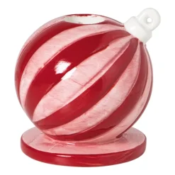 Xenos Kandelaars-Kandelaar kerstbal klein - rood/roze - ø7.8x7.9 cm