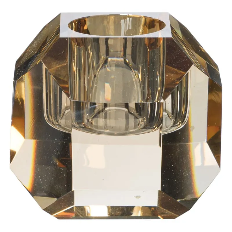 Xenos Kandelaars-Kandelaar kristal - licht bruin - ø5x4.5 cm