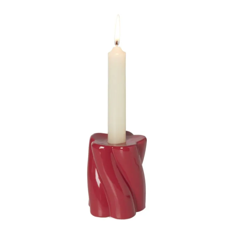Xenos Kandelaars-Kandelaar spekje - bordeauxrood - ø6.5x9.5 cm