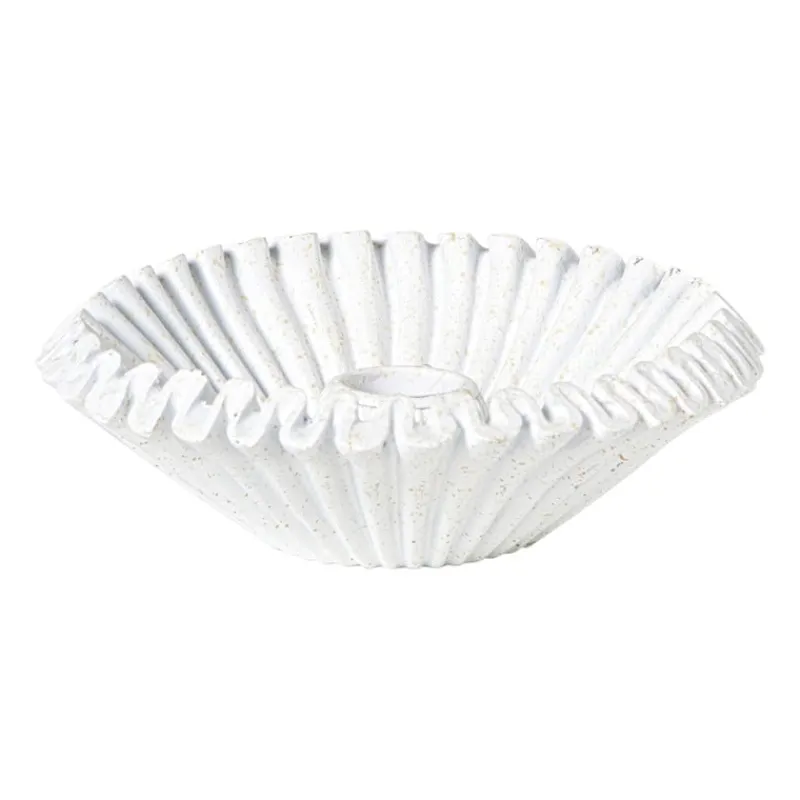 Xenos Kandelaars-Kandelaar wave - wit - ø13.5x4 cm