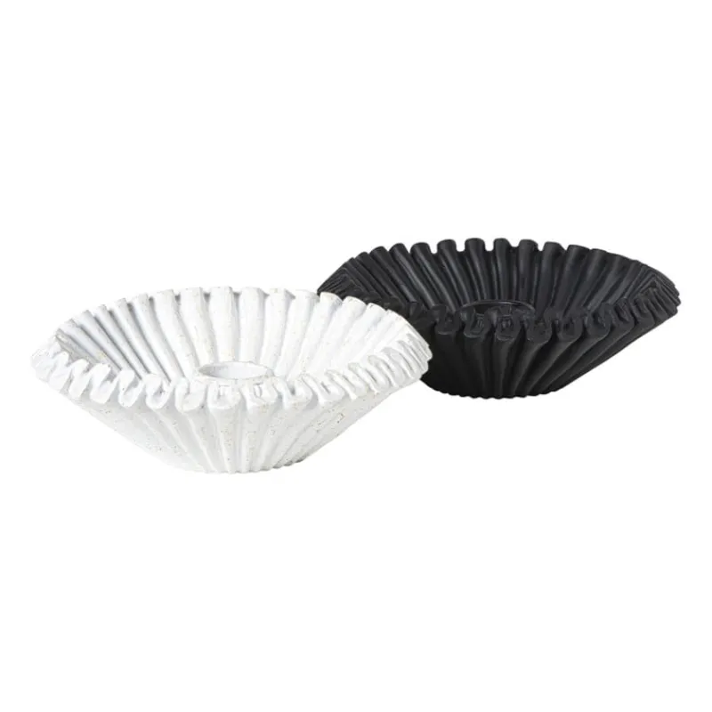 Xenos Kandelaars-Kandelaar wave - wit - ø13.5x4 cm