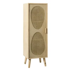 Xenos Kast Met Deuren-Kast Flores hoog met ovalen vlakken - bruin - 125x40x37.5 cm