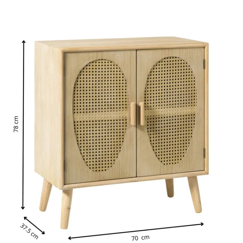 Xenos Tv Meubels|Kast Met Deuren-Kast Flores met ovalen vlakken - bruin - 78x70x37.5 cm
