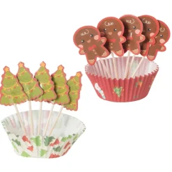 Xenos Kerst Bakken-Kerst cupcake set - set van 24
