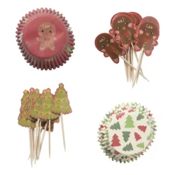 Xenos Kerst Bakken-Kerst cupcake set - set van 24