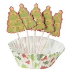 Xenos Kerst Bakken-Kerst cupcake set - set van 24