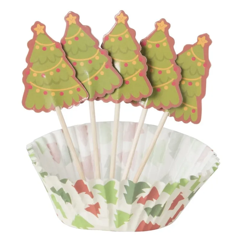 Xenos Kerst Bakken-Kerst cupcake set - set van 24