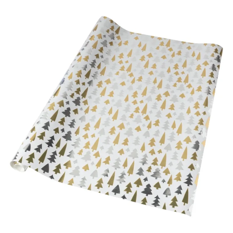 Xenos Kerst Inpakken-Kerst inpakpapier boom - zilver/goud - 70x200 cm