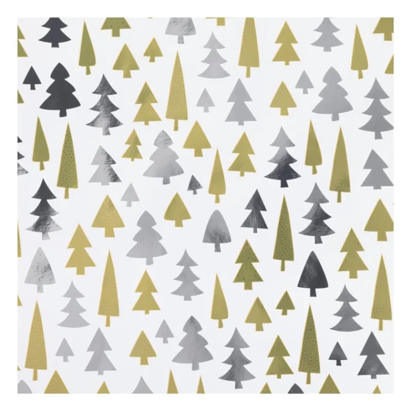 Xenos Kerst Inpakken-Kerst inpakpapier boom - zilver/goud - 70x200 cm