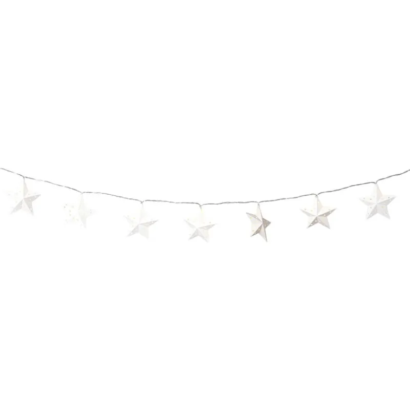 Xenos Kerstverlichting|Kerstboom Verlichting-Kerst lichtslinger met sterren - wit - 1.35 meter