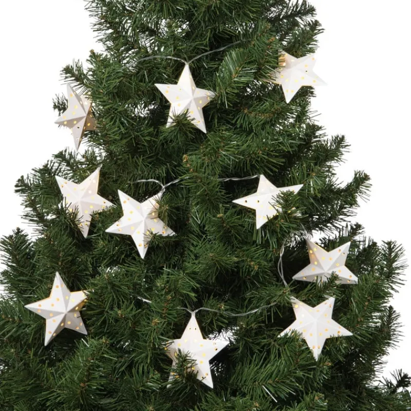 Xenos Kerstverlichting|Kerstboom Verlichting-Kerst lichtslinger met sterren - wit - 1.35 meter