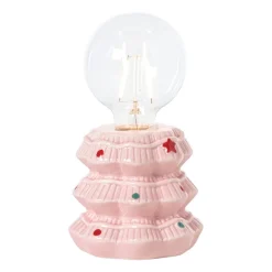 Xenos Kerstverlichting|Led Lampen-Kerst tafellamp - roze - ø10.5x16.5 cm