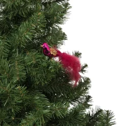 Xenos Kerstfiguren|Kersthangers-Kerst vogel op clip - paars - 6x15x3.5 cm