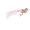 Xenos Kerstfiguren|Kersthangers-Kerst vogel op clip - roze - 6x15x3.5 cm