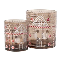 Xenos Waxinelichthouders-Kerst waxinelichthouder groot - bruin - ø9x10 cm