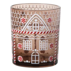 Xenos Waxinelichthouders-Kerst waxinelichthouder klein - bruin - ø7x8 cm