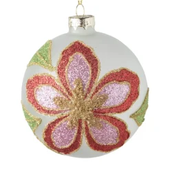 Xenos Kerstballen-Kerstbal bloem - wit