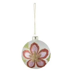 Xenos Kerstballen-Kerstbal bloem - wit