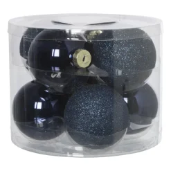 Xenos Kerstballen-Kerstbal box - blauw - set van 8