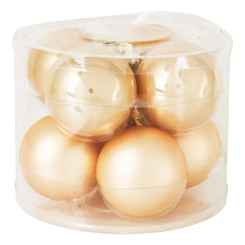Xenos Kerstballen-Kerstbal champagne - glas - set van 8