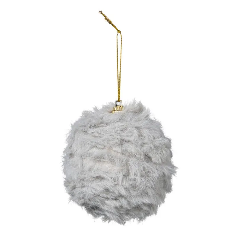 Xenos Kerstballen-Kerstbal fluffy - grijs