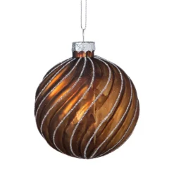 Xenos Kerstballen-Kerstbal gedraaid streep - bruin