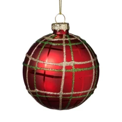 Xenos Kerstballen-Kerstbal geruit - rood