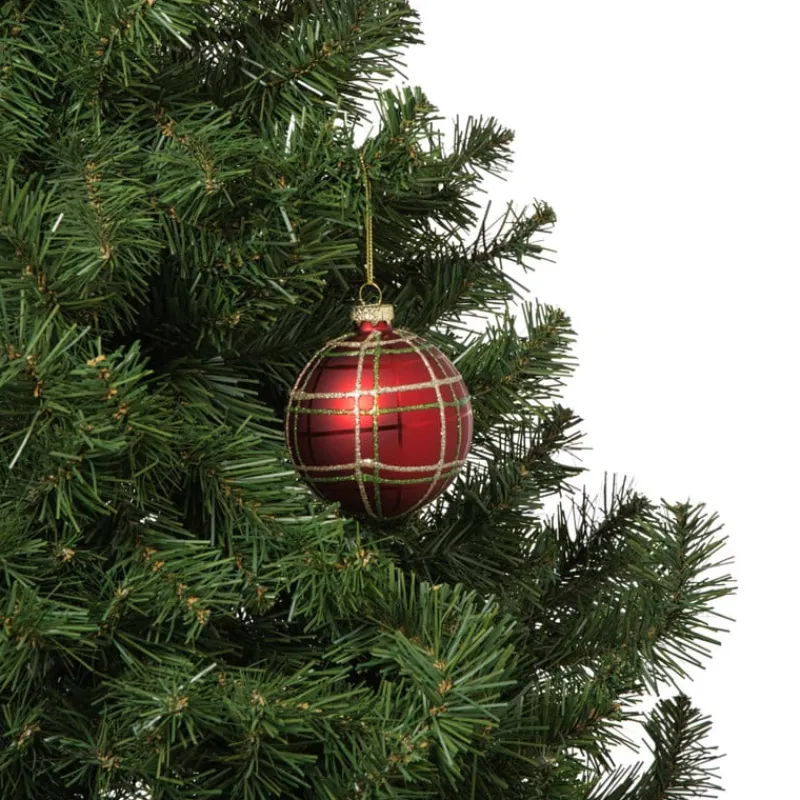 Xenos Kerstballen-Kerstbal geruit - rood