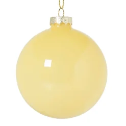 Xenos Kerstballen-Kerstbal glas - geel - ø8 cm