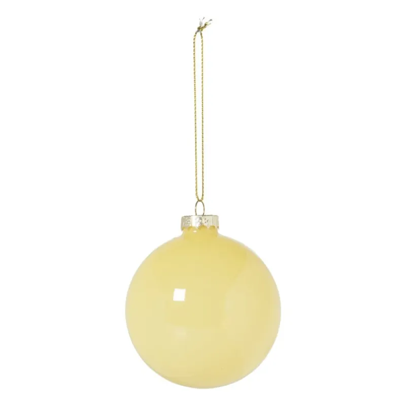 Xenos Kerstballen-Kerstbal glas - geel - ø8 cm