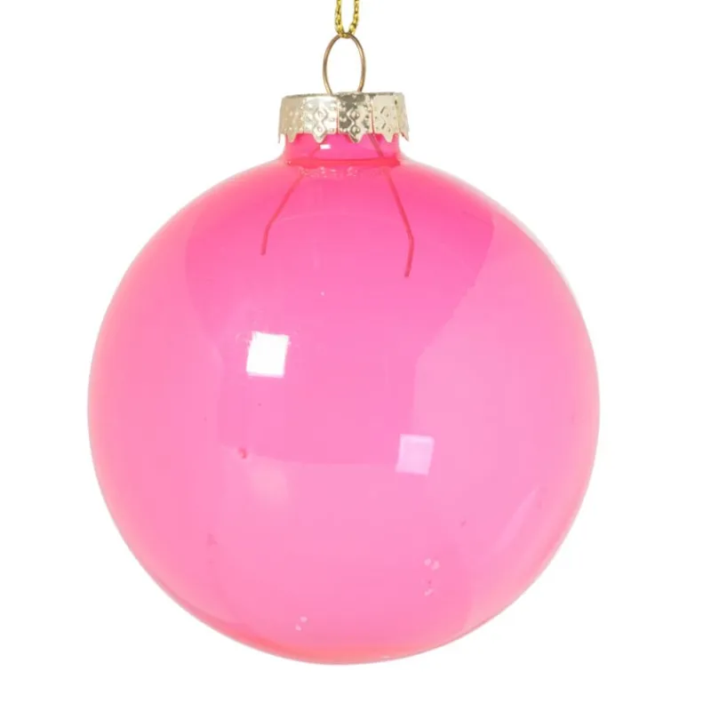 Xenos Kerstballen-Kerstbal glas - roze - ø8 cm