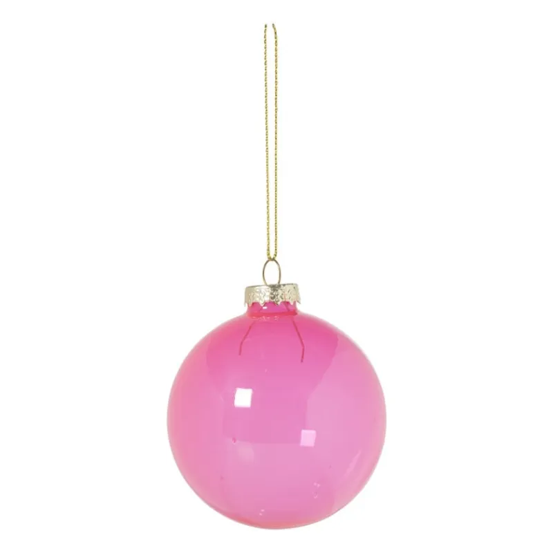 Xenos Kerstballen-Kerstbal glas - roze - ø8 cm