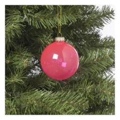 Xenos Kerstballen-Kerstbal glas - roze - ø8 cm