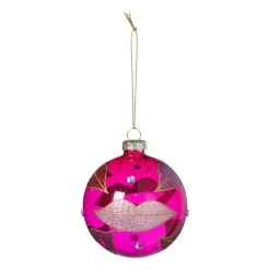 Xenos Kerstcadeaus|Kerstballen-Kerstbal lippen - roze/rood