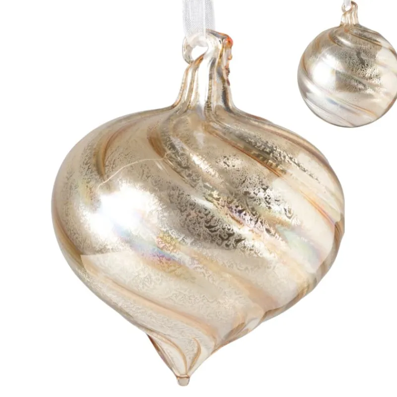 Xenos Kerstballen-Kerstbal marble goud - diverse varianten - ⌀8 cm